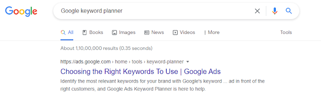 1 Search in Google Keyword Planner