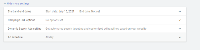 17. Show More Settings in Google Ads Camapign